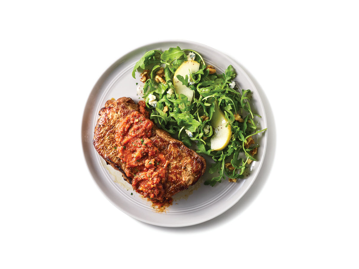 Steak with Spicy Mushroom Sauce and Pear Arugula Salad  Publix Recipes