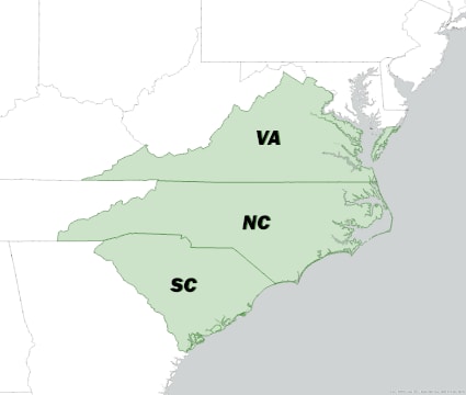 North Carolina, South Carolina, and Virginia Area